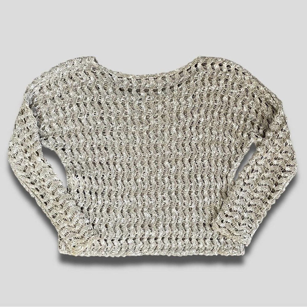 URBAN OUTFITTERS ECOTE BOHO HIGH LOW CROPPED OVERSIZED OPEN WEAVE SWEATER - S - Picture 4 of 7